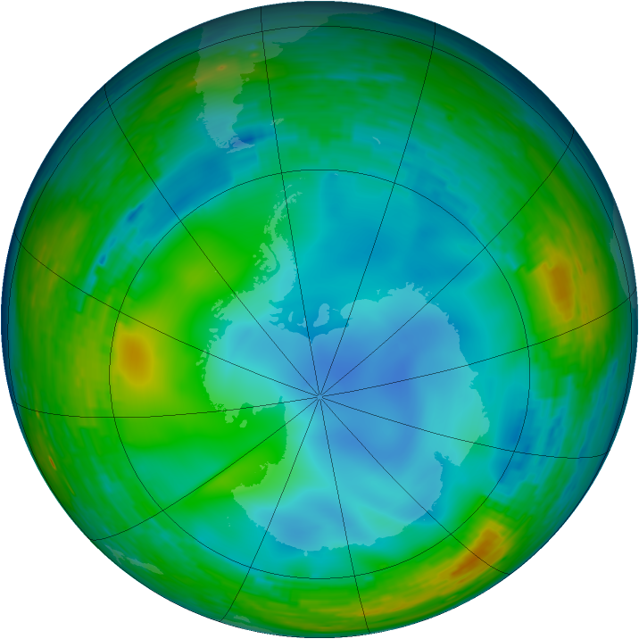 Antarctic ozone map for 27 July 1993
